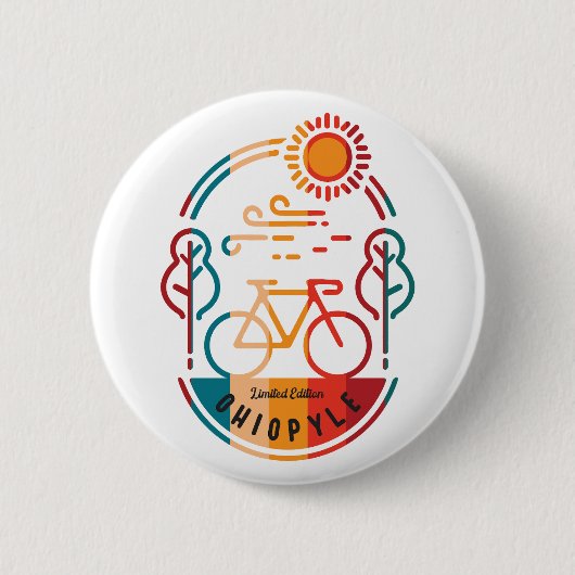 レトロOhiopile自転車トレイル 缶バッジ (正面)
