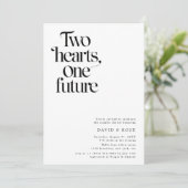 レトロOne Futureミニマリストカップルのシャワー写真 招待状 (スタンド正面)