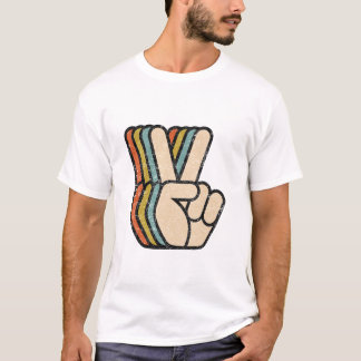 レトロPeace Sign Vフィンガー Tシャツ