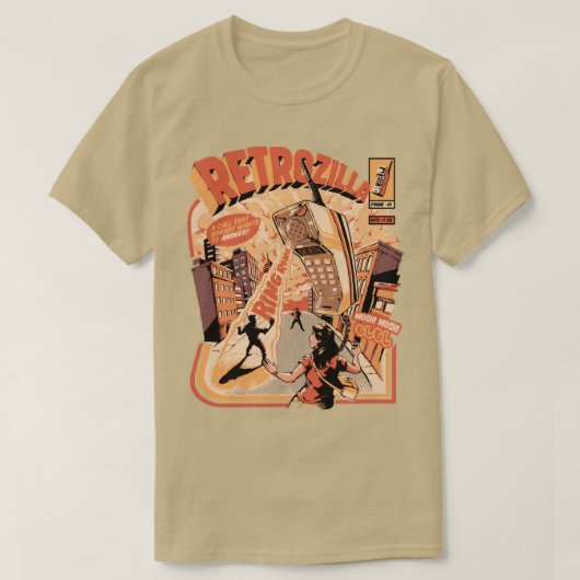 レトロPhonezillaブラック Tシャツ (デザイン正面)