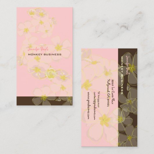 レトロPLUMERIAS/DIY背景色 名刺 (正面/裏面)