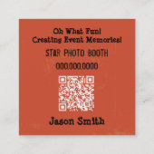 レトロQRコードカメラフォトブース撮影 スクエア名刺 (裏面)