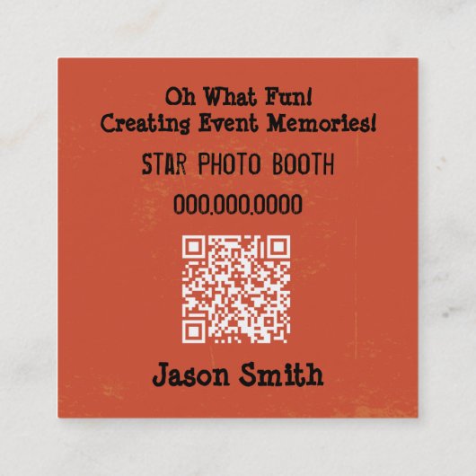 レトロQRコードカメラフォトブース撮影 スクエア名刺 (裏面)