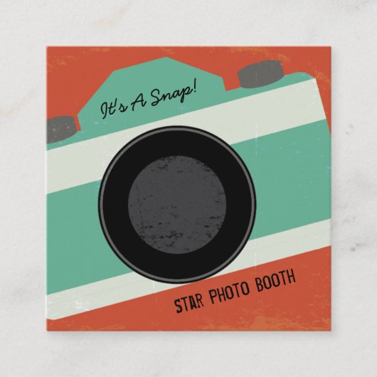 レトロQRコードカメラフォトブース撮影 スクエア名刺 (正面)