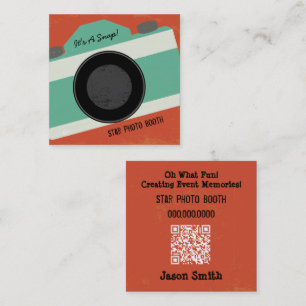 レトロQRコードカメラフォトブース撮影 スクエア名刺