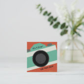 レトロQRコードカメラフォトブース撮影 スクエア名刺 (スタンド正面)