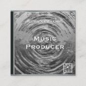 レトロQRコードシルバー音楽CDケース スクエア名刺 (正面)