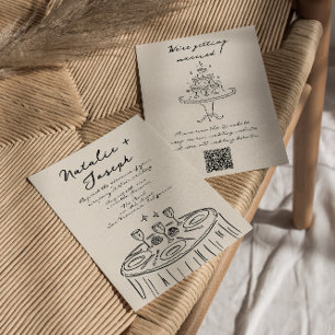 レトロQRコードハンドドロー書ド予測できな結婚ズ 招待状