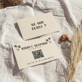 レトロQRコード手書きフローラ予測できな結婚 出欠カード