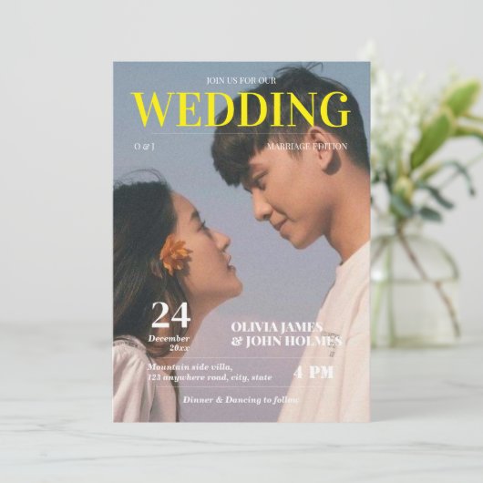 レトロQRコード結婚マガジン 招待状 (スタンド正面)