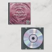 レトロQRコード ピンク ミュージックCDケース スクエア名刺 (正面/裏面)