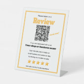 レトロQRコー離れド「レビュー」YELP黄色 台座サイン (正面)