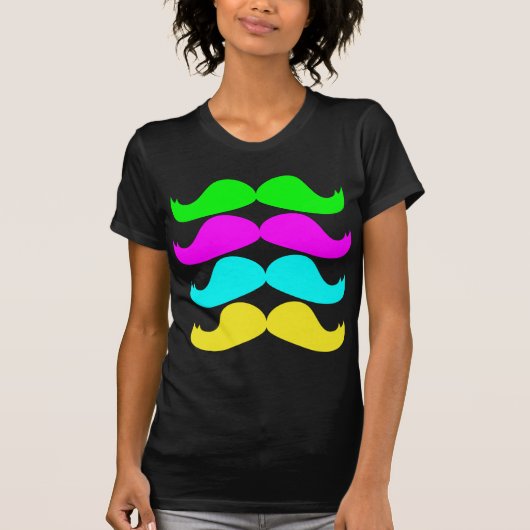 レトロRGB Fluoの口ひげ Tシャツ (正面)