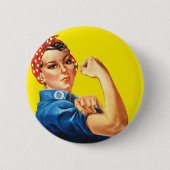 レトロRosie the Riveter Feminist – 私たちはそれを行うことができる 缶バッジ (正面)