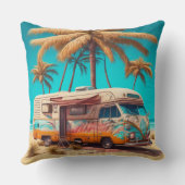 レトロRVとパームツリー クッション (裏面)