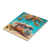 レトロRVとパームツリー タイル (側面)