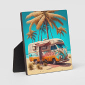 レトロRVとパームツリー フォトプラーク (正面)