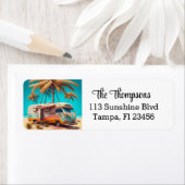 レトロRVとパームツリー ラベル (インサイチュ)