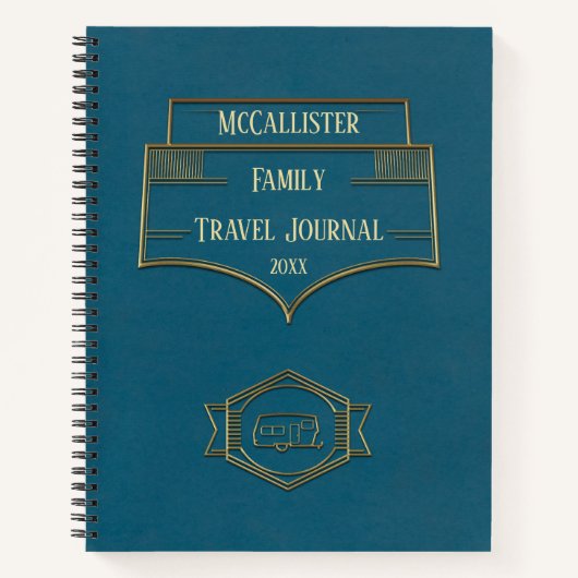 レトロRVキャンパー旅行仕訳帳 ノートブック (正面)