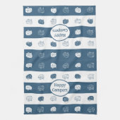 レトロRVトレーラーハッピーキャンパーズダスティブルー&ホワイト キッチンタオル (縦)