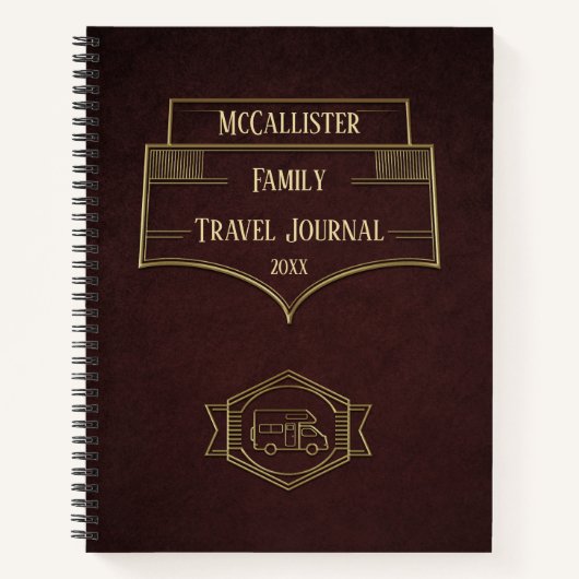 レトロRVモーターホームトラベルジャーナル ノートブック (正面)