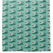 レトロRVモーターホームトレーラーキャンパーウォーター色 シャワーカーテン (正面)