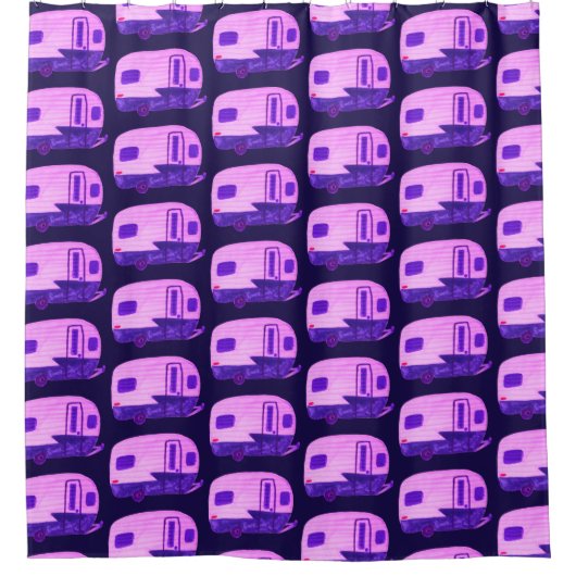 レトロRVモーターホームトレーラーキャンパーウォーター色 シャワーカーテン (正面)