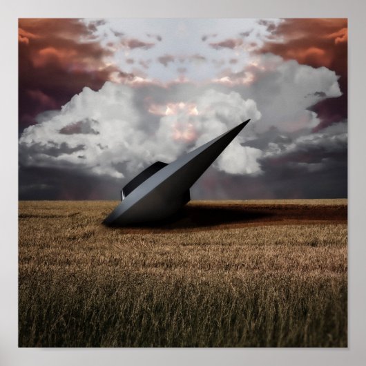 レトロSCI – フィッシュ。クラッシュしたUFO ポスター (正面)