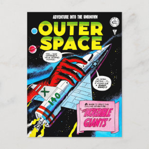 レトロSci-Fiアドベンチャー宇宙漫画カバー ポストカード