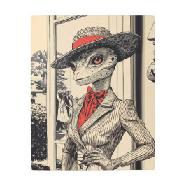 レトロSci-Fiエイリアンヴィンテージファッション メタルプリント