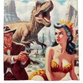 レトロSci-Fiピンアップ シャワーカーテン (正面)