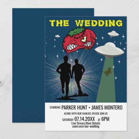 レトロSCI FiポスターゲイVirtual 結婚's 招待状 (正面/裏面)
