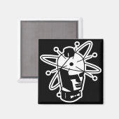 レトロSci-Fiロボットヘッド – 白黒 マグネット (正面/裏面)