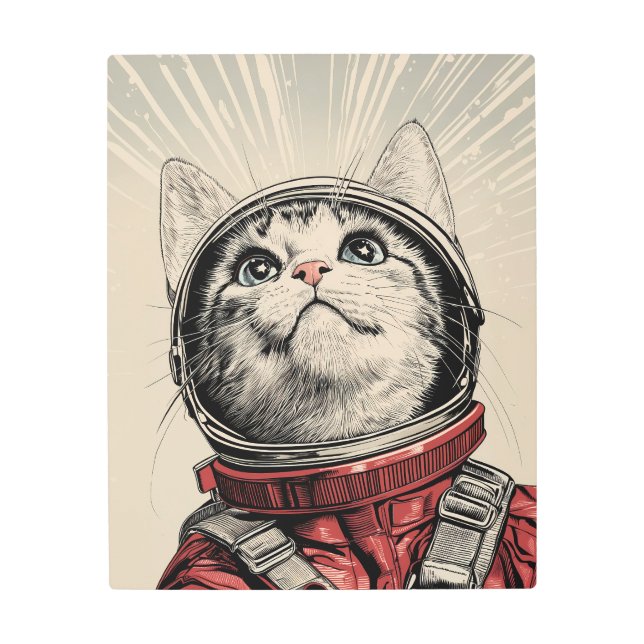 レトロSci-Fi宇宙飛行機探査機キャット メタルプリント (正面)