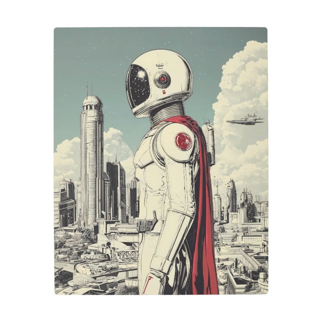 レトロSci-Fi銀河ガーディアン メタルプリント (正面)