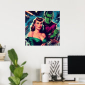 レトロSFピンアップ ポスター (ホームオフィス)