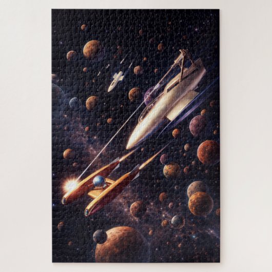 レトロSFファンタジー宇宙バトルアート ジグソーパズル (縦)