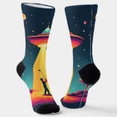 レトロSFマンガロケット船とゴルファー ソックス (傾斜あり)