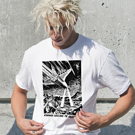 レトロSF宇宙ロケット ヴィンテージ コミックTシャツ Tシャツ
