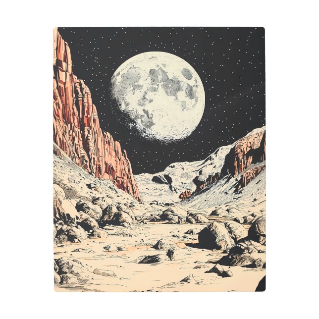 レトロSF火星の風景 メタルプリント (正面)