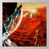 レトロSF火星探検宇宙飛行士スペース ポスター (正面)