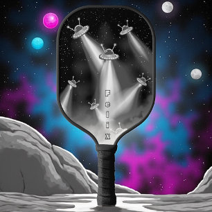 レトロSF UFO侵入パーソナライズされた ピックルボールラケット