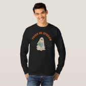 レトロSLPハロウィーンかわいい幽霊トリックまたは音声Spo Tシャツ (正面フル)