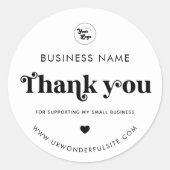 レトロSmall Businessロゴをサポートしていただき、ありがとうございます ラウンドシール (正面)