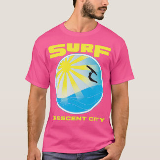 レトロSpaceAge Surf Crescent City California Yello Tシャツ
