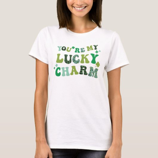 レトロSt patricks dayあなたは私の幸運の魅力 Tシャツ (正面)