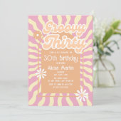 レトロSun WaveデイジーGroovy Brown 30th誕生日 招待状 (スタンド正面)