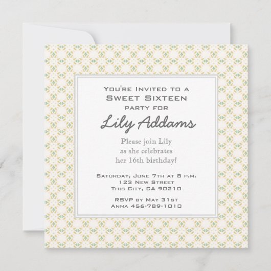 レトロSweet sixteen招待状-クリーム 招待状 (正面)