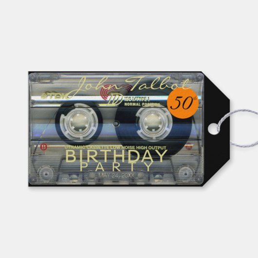 レトロT2 Audiotape 50th誕生日ありがとうギフトT ギフトタグ (正面(横))