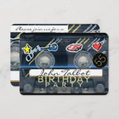 レトロT3オーディオテープ55歳誕生日パーティーの招待 招待状 (正面/裏面)